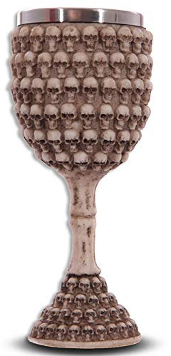 mtb more energy Kelch ''Faces of Death'' - Becher (160ml) aus Schädeln mit Knochenstiel - Natur- Höhe 18.5 cm - Deko Horror Fantasy