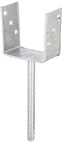 Alberts 214289 U-Pfostenträger | mit Betonanker aus Riffelstahl | feuerverzinkt | lichte Breite 101 mm | Länge Betonanker 200 mm