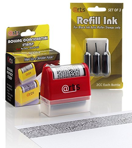 Artis Identity Theft Stamp Privacy ID Data Protection Ink Roller & Refill Pack
