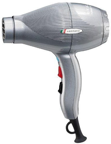 GAMMAPIU' Secador de Pelo Profesional E-T.C. Light, 3 Temperaturas, Ligero, Silencioso, Generador de Iones, 430 g, Rejilla Recubierta de Turmalina, W 1800-2100 (Enchufe ITALIA, Plata)