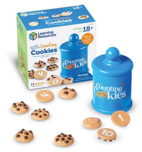 Learning Resources Smart Counting Cookies - Chocolate Chip Play Food, Preschool Activities, Toddler Sensory Toy, Play Kitchen Accessories, Sorting and Stacking, Fine Motor Numbers , Math Games