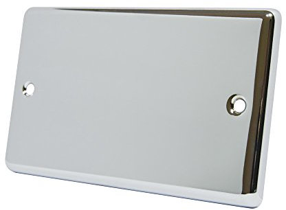 AET CPC2GBP Polished Chrome Classical Double Electrical Blanking Plate 2-Gang, 240 V