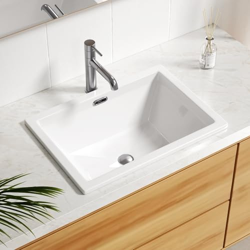 Ymbol O2014A Self Rimming Porcelain Lavatory Topmount Sink,White