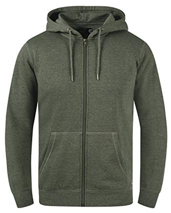 !Solid SDBerti Homme Zip-Hood Veste en Sweat Veste à Capuche Hoodie avec Capuche Fermeture éclair Poche Kangourou Mélange de Coton Regular Fit, Taille:XL, Couleur:Climb Ivy Melange (8785)