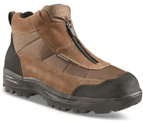 Guide Gear Men's Silvercliff II Mid Zip Hiking Boots Waterproof Outdoor Shoes Brown 10 2E (Wide)