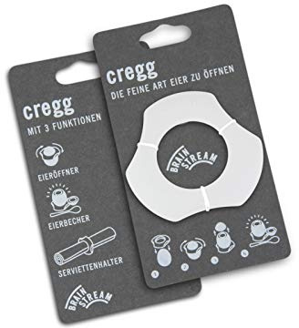 cregg Weiß - Eierköpfer 3-in-1 - Eieröffner & Eierbecher in einem | Eierschalenöffner, Eierbecher & Serviettenring - Ei Öffner & witziges Küchen Gadget - Made in Germany