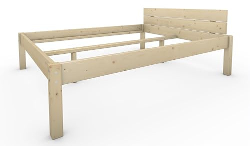 TUGA - Holztech Naturprodukt MASSIVHOLZBETT DAYBETT MASSIV Holz Bett HOLZBETT FSC 300Kg 160 x 200cm unbehandelt EXTRA HÖHE 48cm