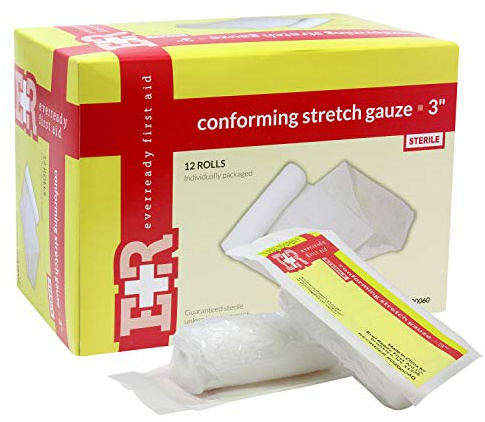 Ever Ready First Aid Sterile Conforming Gauze Roll Bandage - Box of 12-3 inch