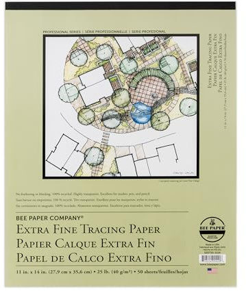 Bee Paper - 11x 14 Bleed Proof Extra Fine Tracing Paper Pad, 50 Sheets