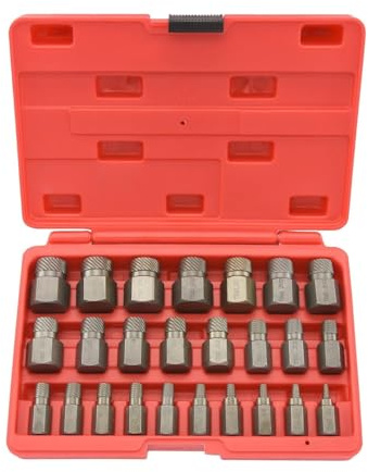 NEIKO 04204A Sechskant Multispline Schraubenausdreher Set Easy-Out Schraubenausdreher Gebrochener Bolzenentferner Abisoliertes Befestigungswerkzeug 1/8 Zoll bis 7/8 Zoll in 1/32 Zoll Schritten CrMo,
