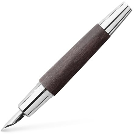 Faber-Castell 148223 - Füllfederhalter e-motion Holz/Chrom, Feder: B, inklusive Geschenkverpackung, Schaftfarbe: schwarz/silber