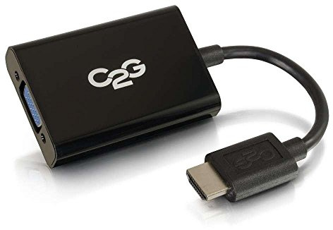 C2G HDMI Male to VGA Female & 3.5mm Stereo Female 1080p High Definition Adapter Dongle with Power Adapter for Computer, Desktop, Laptop, PC, Monitor,Raspberry Pi, Projector, HDTV, Chromebook, Roku, Xbox and More