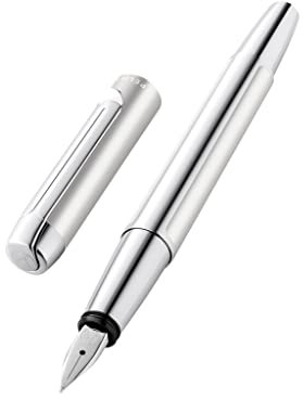 Pelikan Füllhalter Pura P40, Silber, Feder EF (extra-fein), hochwertiger Patronenfüller im Geschenk-Etui, 952036