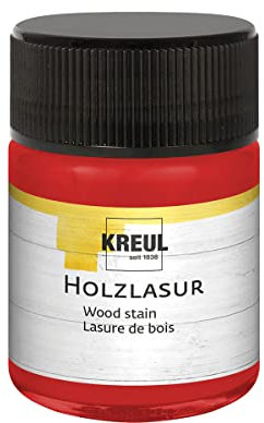 KREUL 78506 - Lasure acrylique pour bois aux couleurs intenses, pot de 50 ml en cherry, pour bois naturel non traité et papiers naturels absorbants, fluide - peinture liquide à base d'eau