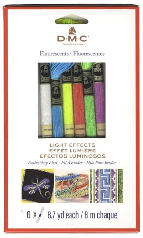 DMC Paquete de hilo dental de efectos de luz, 8.7yd 6/Pkg, fluorescente
