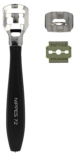 nippes Solingen Hornhauthobel, 10 Ersatzklingen, transparenter Griff | Pediküre-Werkzeug, Klingenvorrat, Sohle, Fersen, Zehen, verschleißfeste Austauschklingen, professionelle Fußpflege