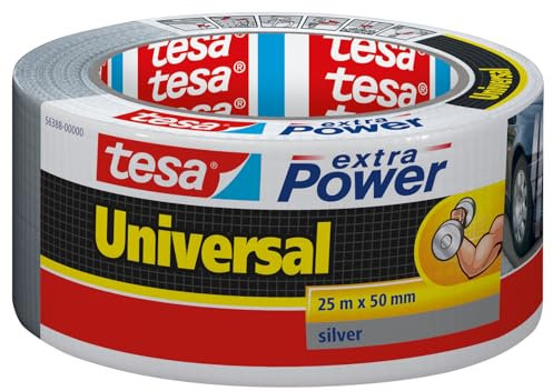 tesa extra Power Universal Duct Tape - Nastro Adesivo a Tenuta Extraforte - Nastro Versatile per Riparare, Fissare, Sigillare e molti altri Usi - Grigio - 1 Rotolo - 25 m x 50 mm