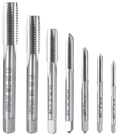 ATOPLEE 7 Stück HSS 6542 Metrischer Linksgewinde Gewindebohrer Satz, M3 M4 M5 M6 M8 M10 M12