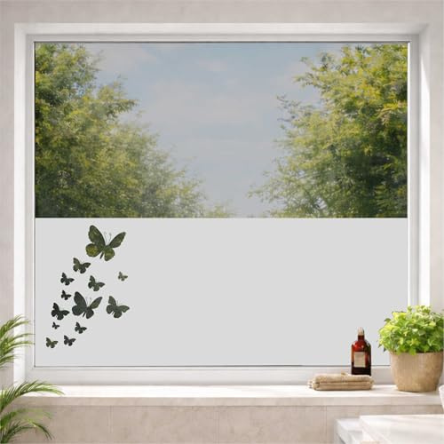 INDIGOS UG Glasdekorfolie Schmetterling Sichtschutzfolie Fensterfolie Butterflies satiniert Blickdicht - 500-2000 mm - Dekoration Sonnenschutz Folie - selbstklebend - matt - für Bad