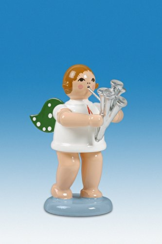 Rudolphs Schatzkiste Holzfigur Engel mit Martinshorn ohne Krone Höhe 6cm NEU Holzengel Instrument Seiffen Erzgebirge Figur Dekoration Holzfiguren Weihnachten Fensterschmuck Spielzeug Deko