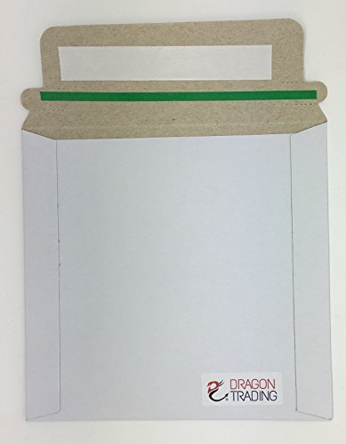 25 x Dragon Trading CD Cardboard Mailer Sleeves – Peel & Seal White Paperboard Envelopes for CD, DVD & Blu-ray Disc – Rigid Protective Postal Mailers for Single Disc Shipping