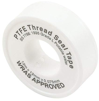 AKORD 12mm x 12m Water White Plumbers PTFE Thread Seal Tape Plumbing Joint, 12mm x 0.075mm
