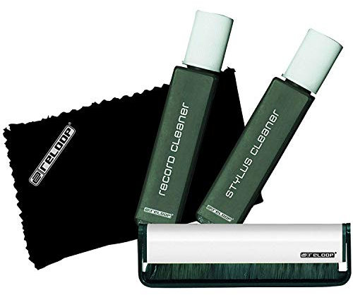 Reloop Professional DJ Cleaning Set MK2 – Spazzola per piastrelle in carbonio, panno di pulizia antistatico, vinile/ago soluzione di pulizia