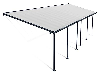 Canopia by Palram Terrassenüberdachung Alu Feria 3X9.71 Polycarbonat Hohlkammerplatten Pergola 971 x 300 cm Grau zur Überdachung ihrer Terrasse