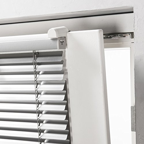deko-raumshop Klemmfix Alu Jalousie Plissee Aluminium Lamellen Rollo Silber Montage ohne zu Bohren 45 cm breit x 130 cm hoch