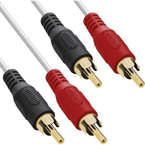 InLine 89933W Cinch Kabel, 2x Cinch, Stecker / Stecker, weiß / gold, 2m