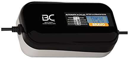 BC Battery Controller BC BRAVO 2000, Digitales Batterieladegerät und Erhaltungsladegerät mit LCD, Batterie- und Ladesystem-Prüfgerät für alle 12V Blei-Säure Autobatterien und Motorradbatterien, 2 Amp