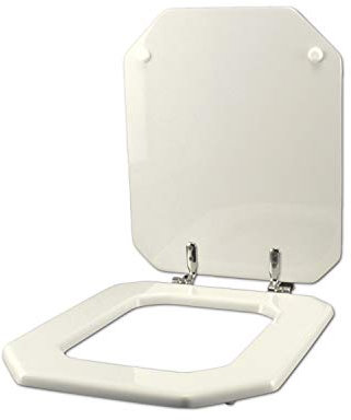 ACB/COLBAM Holz-Toilettendeckel mit Polyesterbezug,1930 achteckig, weiße, Cromo - Duravit Scharnier