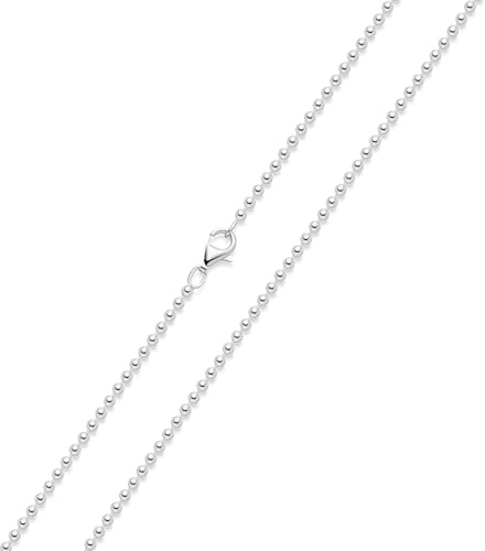 Kugelkette 2.7 mm Silber 925 hochglänzend Halskette für Damen Collier K10 | Kette aus Sterlingsilber Kugeln in 40-70cm ohne Anhänger mit Schmuck Box von MATERIA by Matthias Wagner