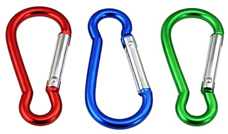 Rohans 3 x Carabiner Clip Hook Small, Colored Keyring Karabiner, Hook Locking Carabiner Clips for Key, Chain, Outdoor, Camping, Travelling, Made of Aluminum Alloy, Made in UK, 5 cm