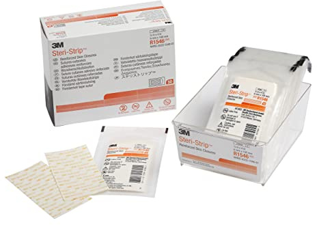 3M Hautschutzstreifen Steri-Strip 1/4 x 10,2 cm Vliesstoff verstärkter Streifen weiß (#R1546, verkauft pro Packung)