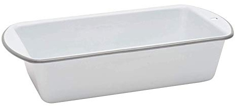 Crow Canyon Home Enamelware Loaf Pan, 9 x 5 inches, Vintage White/Grey