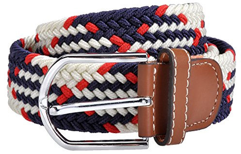 Ayliss® Unisex geflochten Leinwand Gürtel Stoffgürtel Bandgürtel Stretch(Rot-Blau)