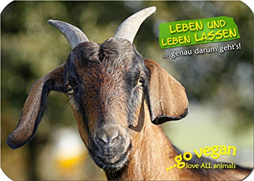 +++ Ziege - Schneidebrett Dekoglas GLAS Dekoteller Brett - GO VEGAN 08