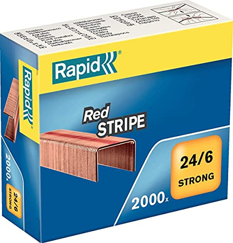 Rapid 11700245 låda med 2 000 häftklamrar 24/6 röd