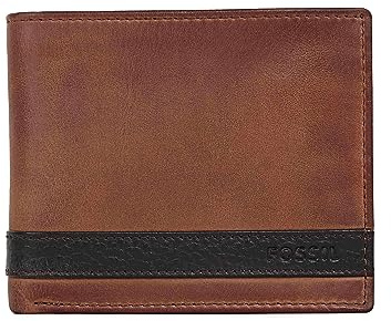 Fossil Herren Leder Bifold Geldbörse mit Münzfach für Männer