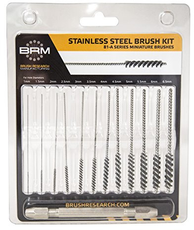 Brush Research 81AMMKIT Stainless Steel Metric Brush Kit (Includes 1 mm, 1.5 mm, 2 mm, 2,5 mm, 3 mm, 3.5 mm, 4 mm, 4,5 mm, 5 mm, 5.5 mm, 6 mm and 6.5 mm and a Pin Vise)