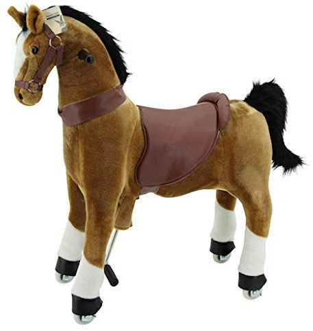 Sweety Toys 7363 Reittier groß Pferd Brownie auf Rollen für 4 bis 9 Jahre -Riding Animal