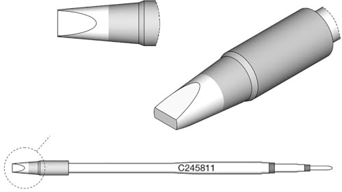 JBC Lötspitze Serie C245 Meißelform, C245811/3,2 x 1,2 mm, gerade, 20 mm länger C245811 (Lötkartusche 2045 2245 Loetkartusche Loetspitze Lötpatrone Loetpatrone Meißelspitze C245 bleifrei)
