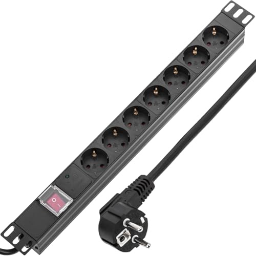 RackMatic - Regleta de enchufes para Armario Rack 19 1U con 7 schuko e Interruptor