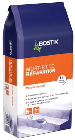 Bostik – Mortier de Réparation – Mortier de Montage Renforcé – Sol et Mur – Intérieur et Extérieur – Sans Retrait – Couleur : Gris – Sac de 5kg