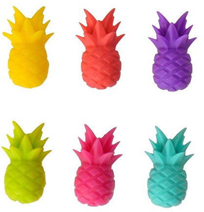 Winkee Ananas Glasmarker | Praktische Glasmarkierer in Ananas Form | Partygeschenk für alle Gläser | 6er Set | Deko für Partys