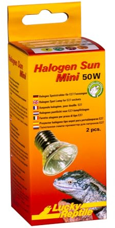 Lucky Reptile Halogen Sun Mini Dubbel Pack - 50 W Värmestrålkastare för E27-fattningar - Mini Halogenstrålkastare för reptiler - Terrariumlampa med dagsljusspektrum - Värmelampa för små terrarier