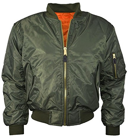 MA1 BOMBER JACKET WITH HEAVY BRASS ZIP (XL, SAGE GREEN)