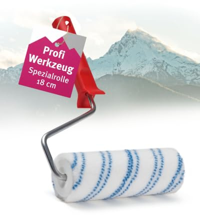AlpenKalk Rollputz Rolle I 18 cm I Spezialrolle für gleichmäßigen Auftrag von Rollputz & Strukturputz I Streifenfreier Auftrag & gleichmäßige Oberfläche I Für Wände & Decken I Effizient & langlebig