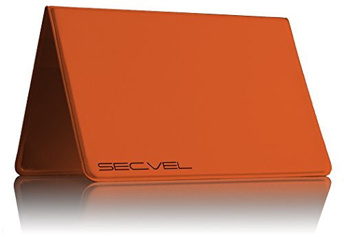 Funda protectora patentada para 4 tarjetas | RFID NFC y bloqueador de campo magnético | Organizador para tarjeta de crédito, tarjeta de identificación | Protección de datos al 100 % comprobada por CTC/advanced (miembro de RW TÜV Group) | Orange